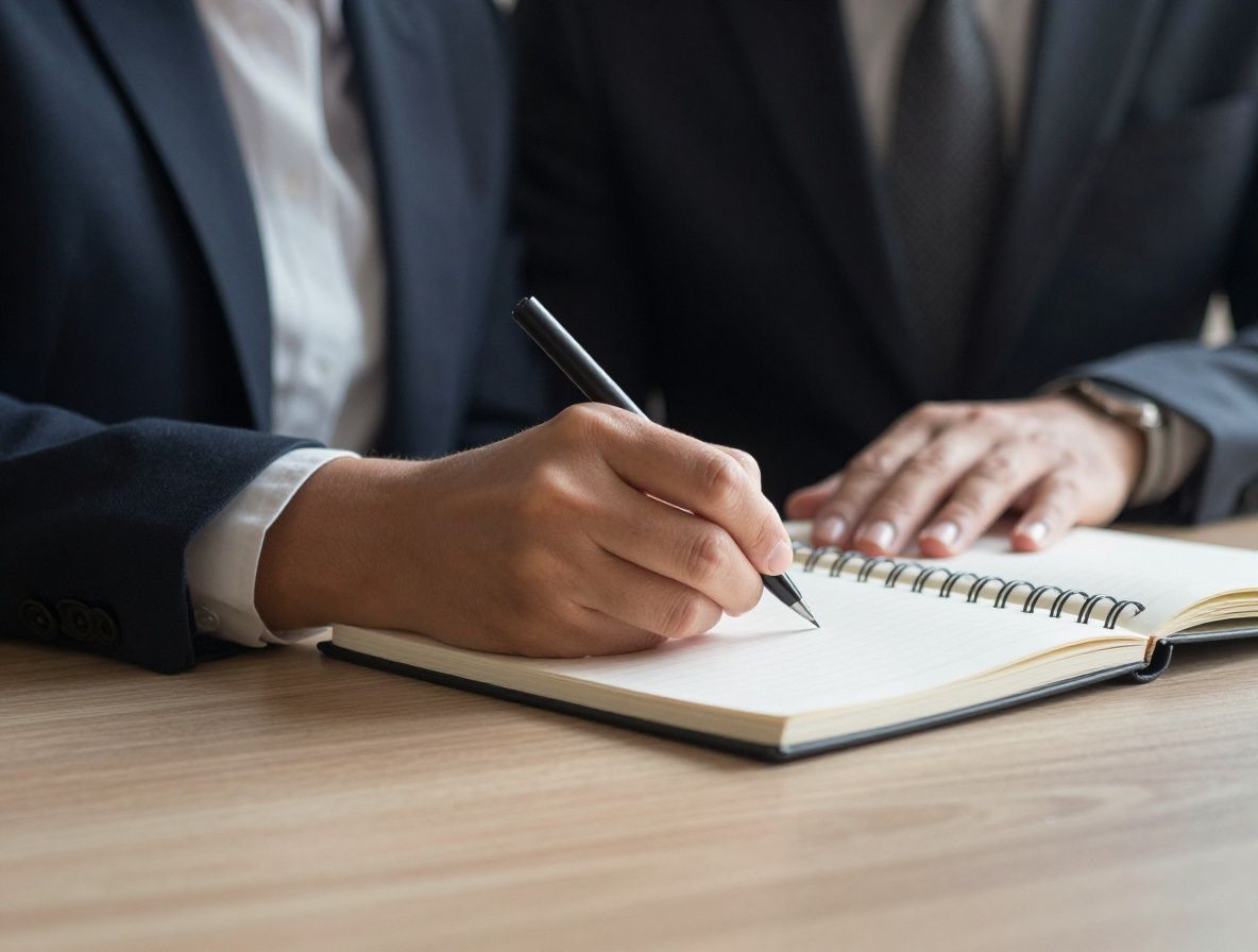 Close-up of a hand writing in a notebook on a clean desk, natural side-lighting creating soft shadows, minimal and focused atmosphere